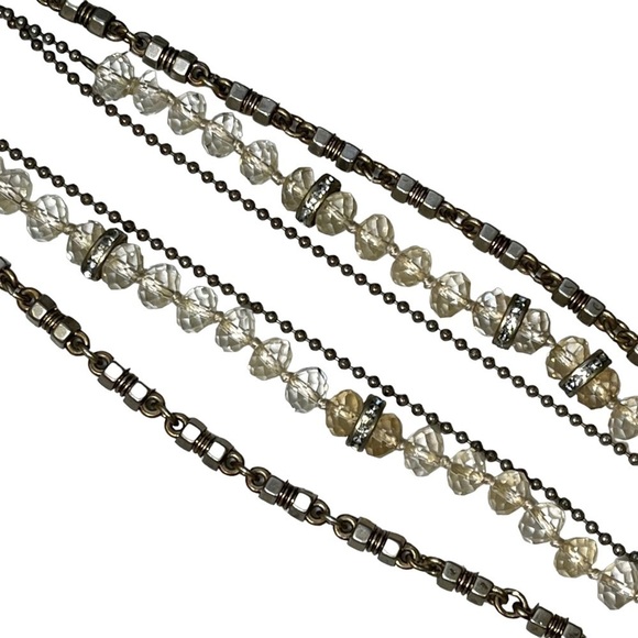 J Crew Statement Necklace 3 chains Industrial Layered - Picture 1 of 7